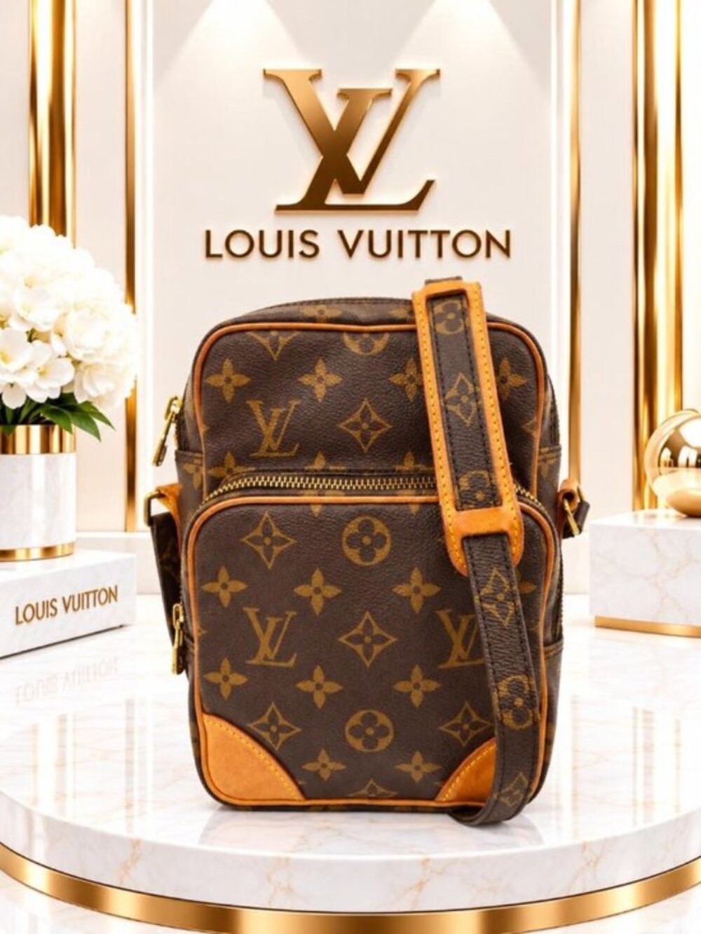 Authentic Louis Vuitton Amazon Monogram Canvas Vintage Crossbody/Shoulder Bag